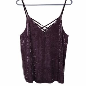 American Eagle Plum Velvet Strappy Tank-top